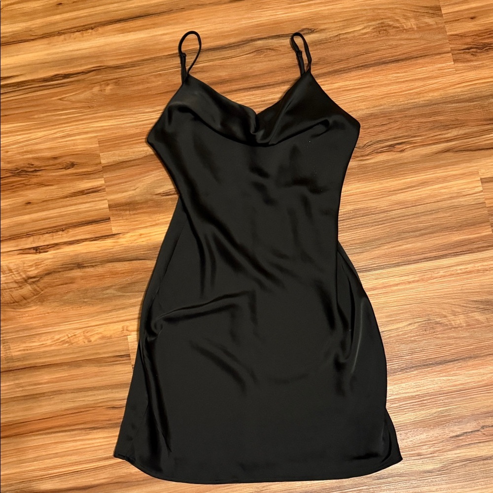 Elegant Black Satin Slip Dress